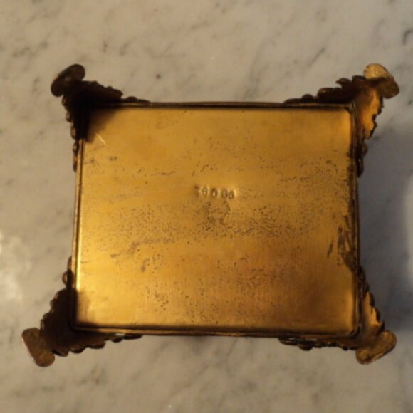 vintage brass filigree ormolu glass casket box - Picture 6 of 7